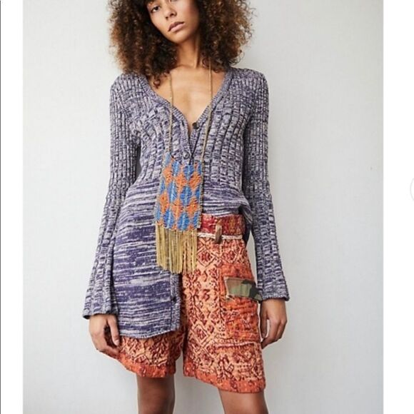 Free People Blue Rachel Cardigan Sweater Dress NWT size Medium - Picture 1 of 7